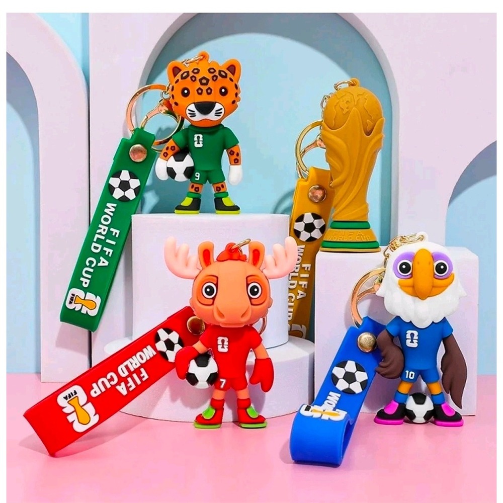 2026 FIFA World Cup Mascot Keychain Set of 4 Soccer Fan Collectible Souvenir NIP